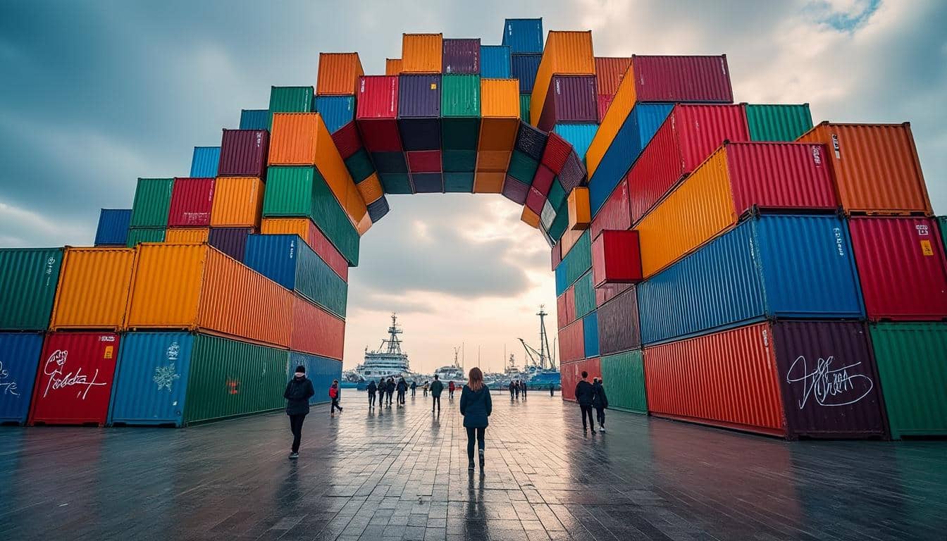 L’arche de conteneurs au Havre, symbole du port et de l’art urbain