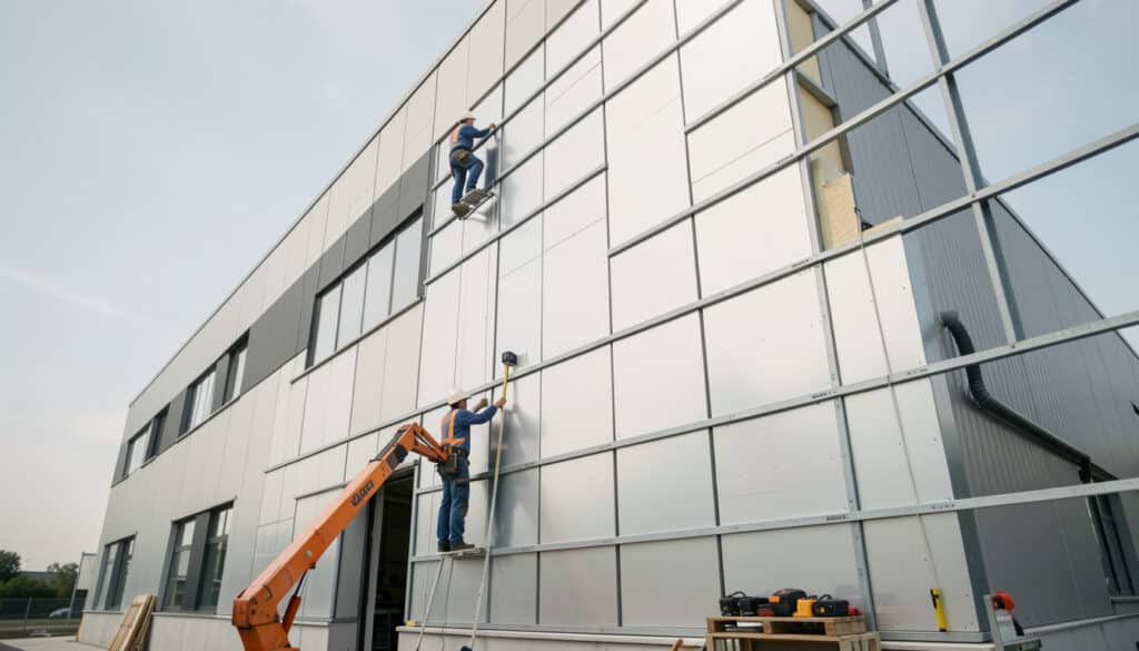 Installation du bardage industriel : pose et isolation